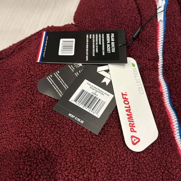 Fourlaps NWT Polar Quilted Sherpa Jacket in Burgundy/Smoke. Reversible. - Picture 2 of 12